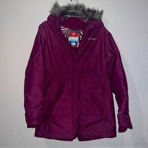 Columbia Girl’s Omni-heat Purple Parka Jacket with Faux Fur Hood